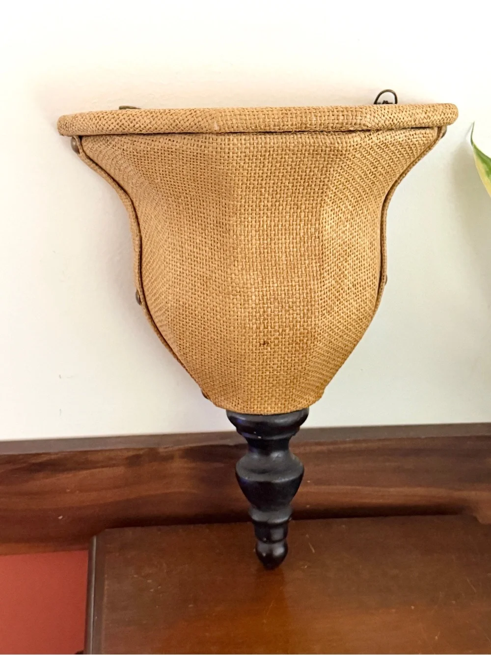 Burlap Covered Studded Vintage Style Wall Shelf Pocket Wall Shelf 11”x10”x5”